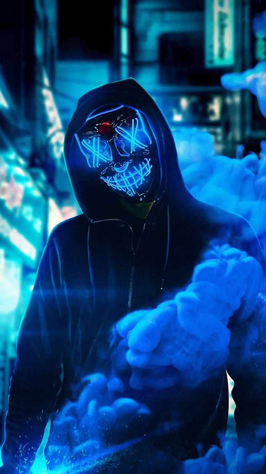 Masque néon bleu par AmazingWalls, masque neno Fond d'écran de téléphone HD