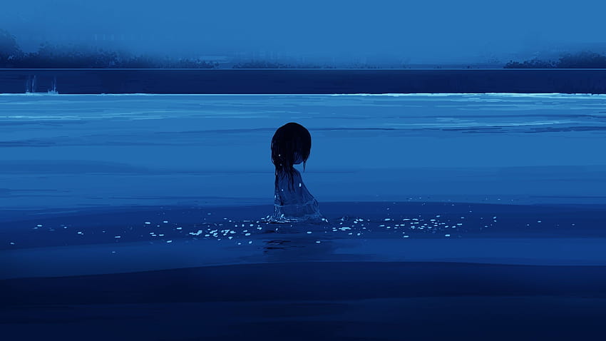 Anime de agua, estética de agua de anime. fondo de pantalla