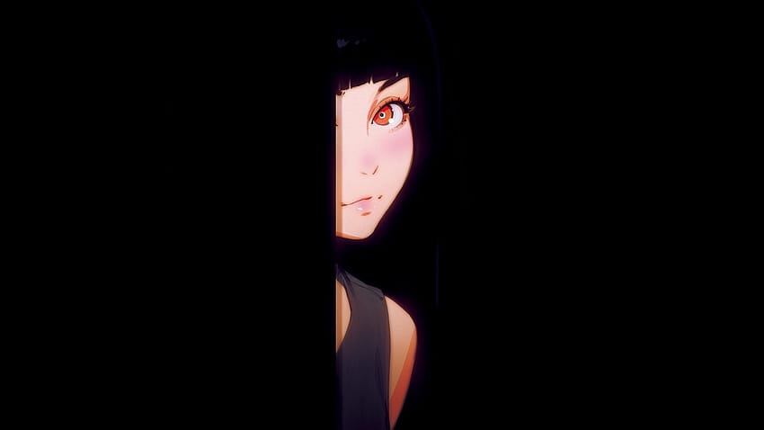 1600x900 animacyjna dziewczyna, oryginalny, ciemny, minimalny, panoramiczny 16:9, panoramiczny, 1600x900 , tło, 8796, anime czarny minimalny Tapeta HD