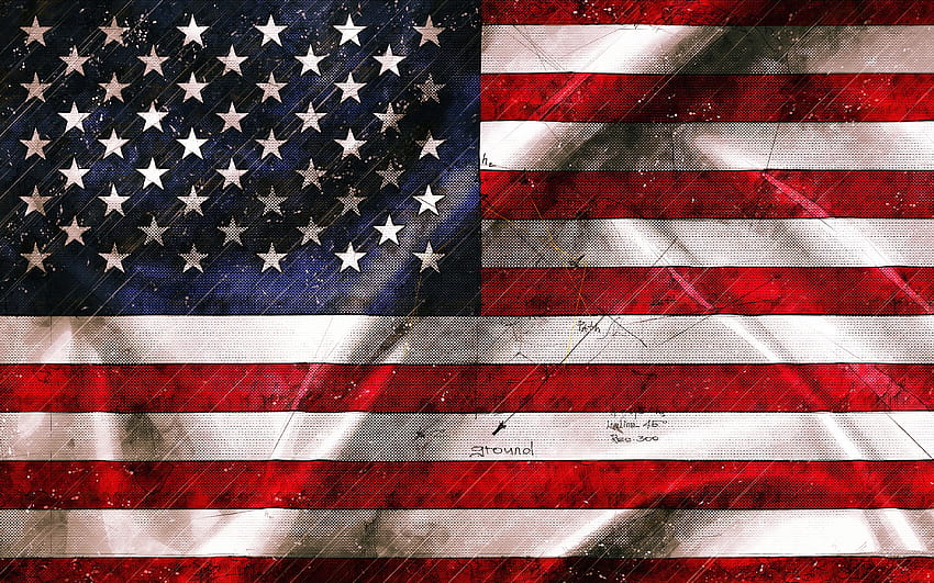 American flag, grunge art, USA, national symbols, Flag of America, creative, US Flag, America, grunge USA flag, United States of America, US flag, Flag of USA with HD wallpaper