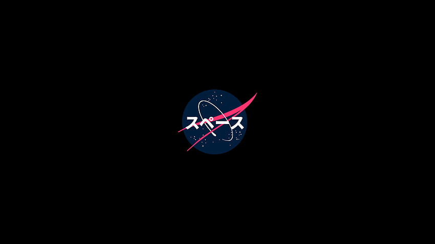 NASA, arte japonés, logotipo, minimalismo, oscuro • For You For & Mobile, logotipo de Japón fondo de pantalla