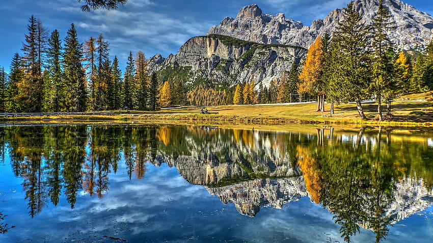 3840x2160 Lake, Trees, Reflection, Italy, Dolomites, Mountains, Sky, Autumn for U TV, italy autumn HD wallpaper