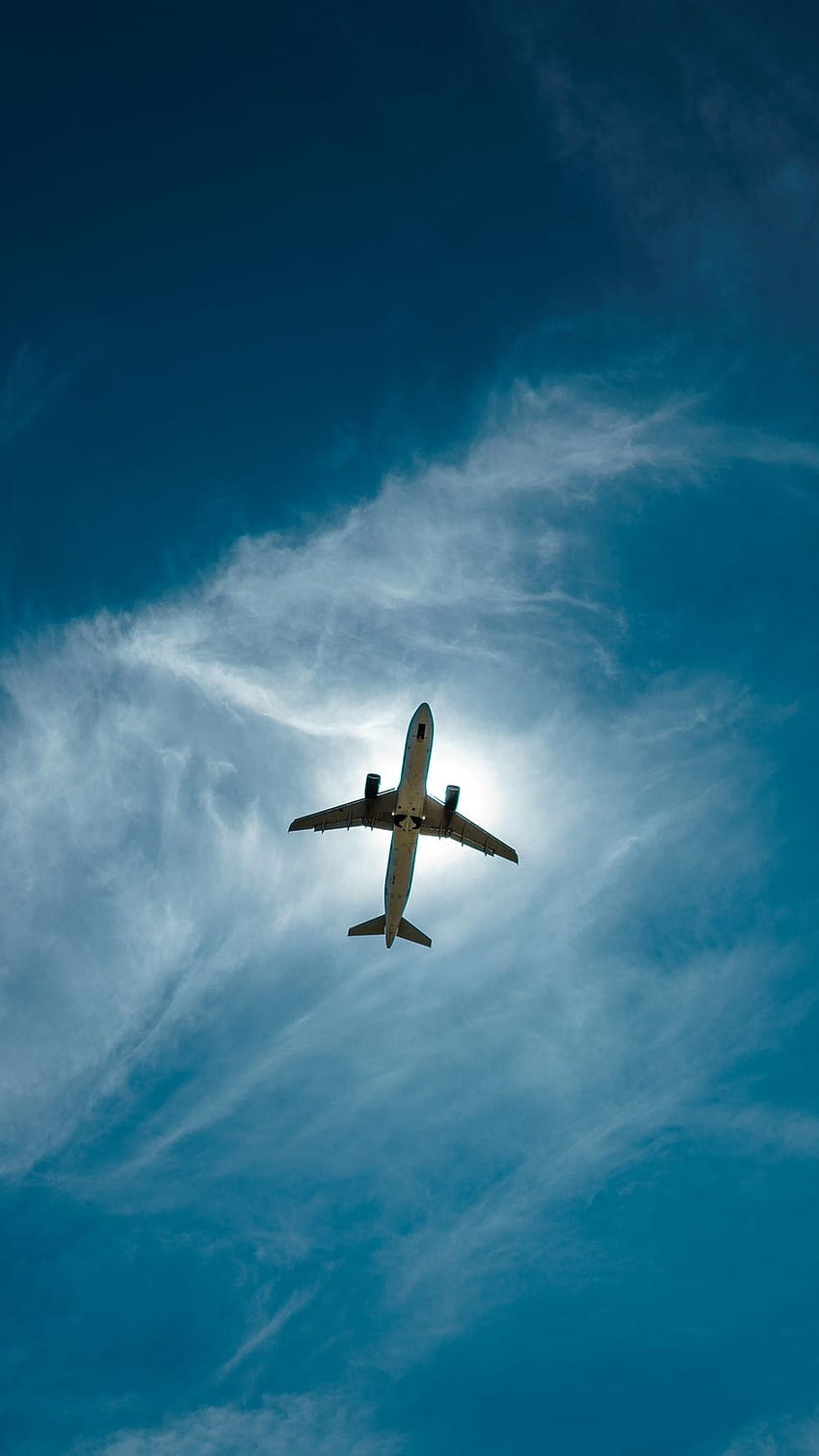 飛行機、空、飛行、雲、高さ、背景、夏の飛行 HD電話の壁紙