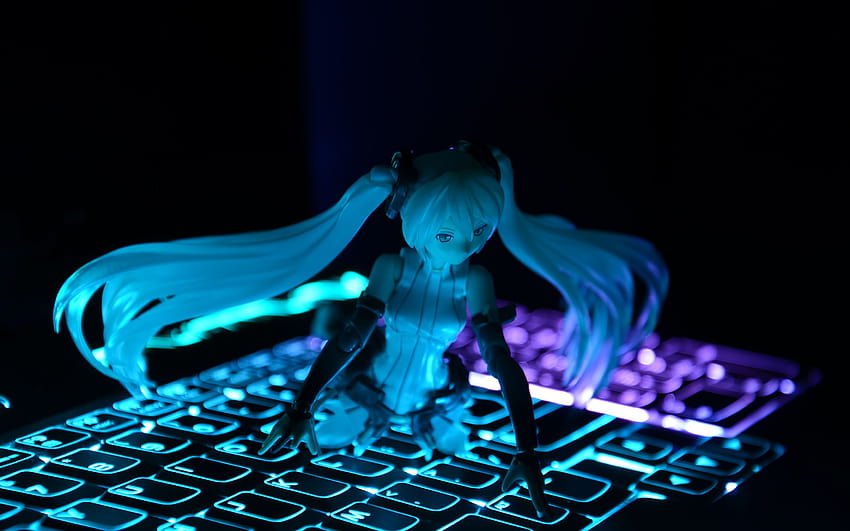 Anime Miku Vocaloid Blue Keyboard Figure HD wallpaper