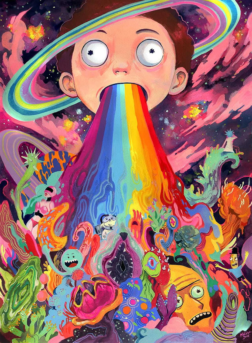 Rick and Morty, melting, trippy, HD phone wallpaper