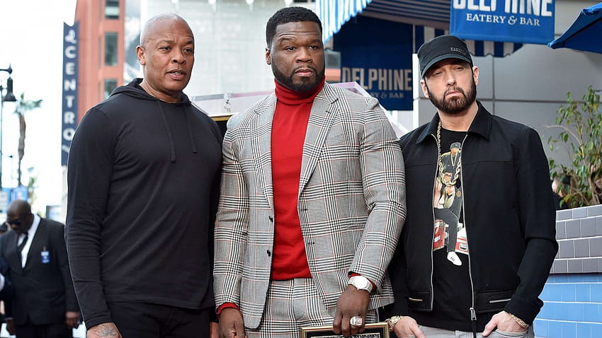 50 Cent ha Dr. Dre ed Eminem al suo fianco per Hollywood Walk of, ken e dre Sfondo HD