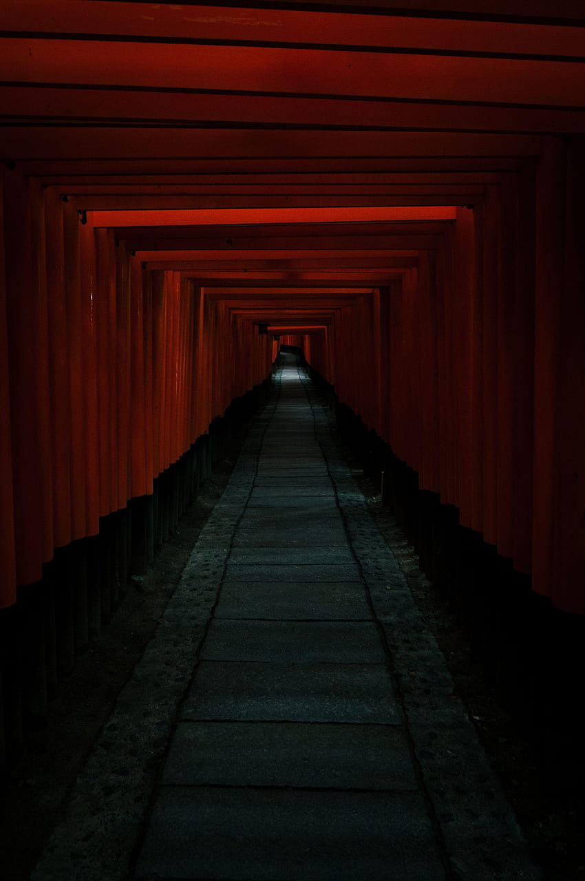2592x3902 tunnel, passage, dark, red backgrounds, dark and red HD phone wallpaper