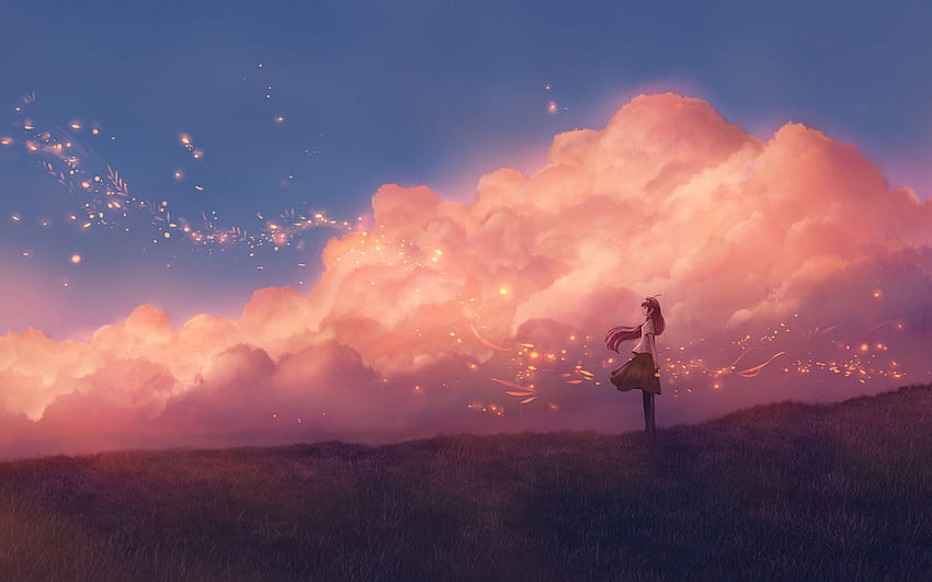 1680x1050 Anime Girl Sky Clouds 1680x1050 Auflösung , Hintergründe und Sky-Anime-Ästhetik HD-Hintergrundbild