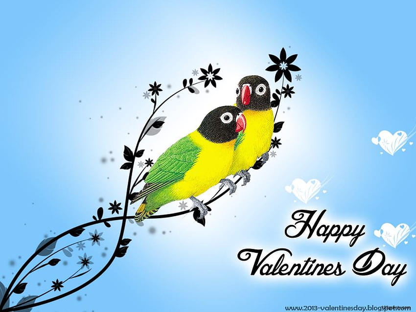 鳥のカップルを美しくし、その日を祝う – バレンタインデー、バレンタインの鳥 高画質の壁紙