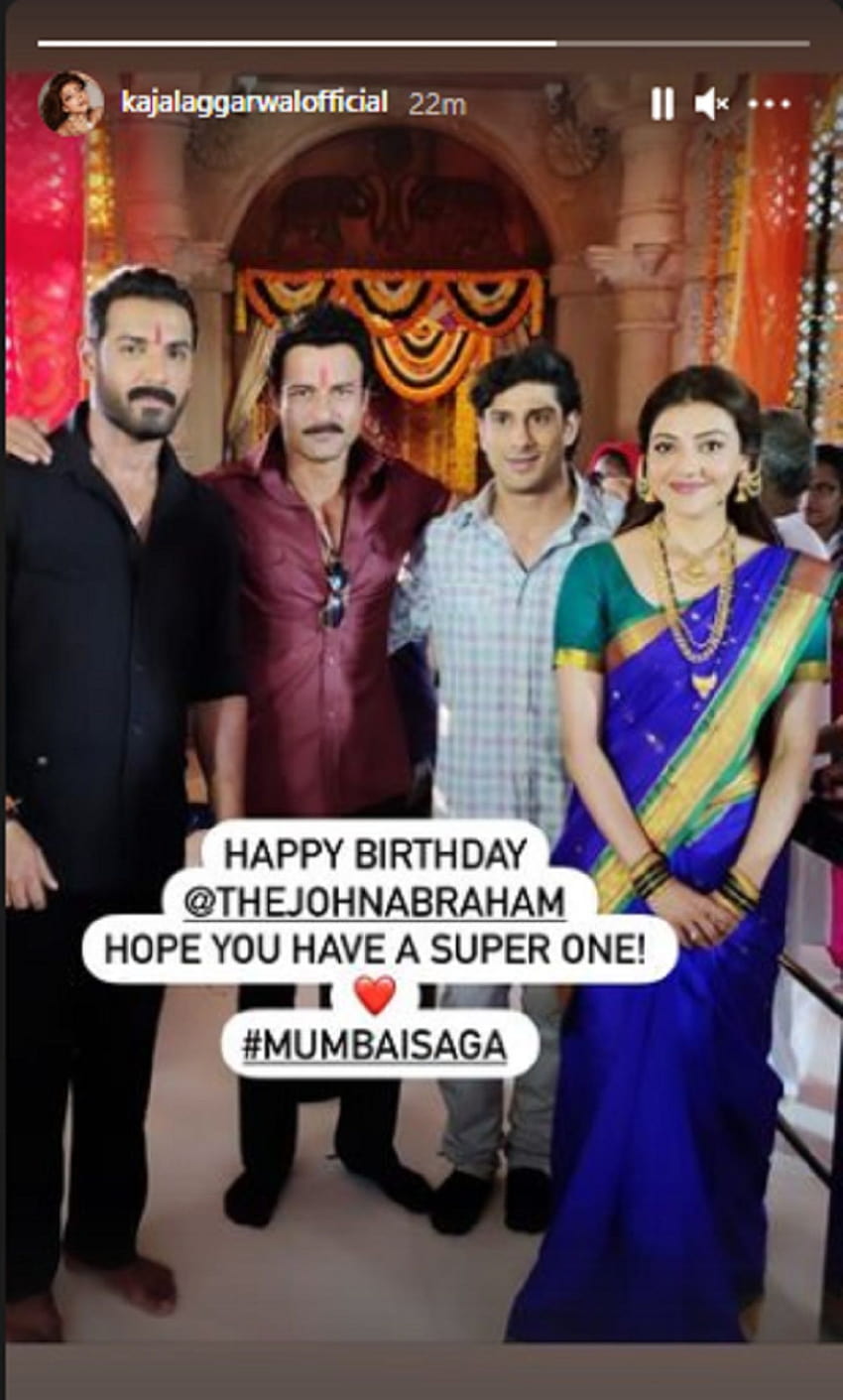 Kajal Aggarwal wishes John Abraham happy birtay with BTS pic from Mumbai Saga HD phone wallpaper