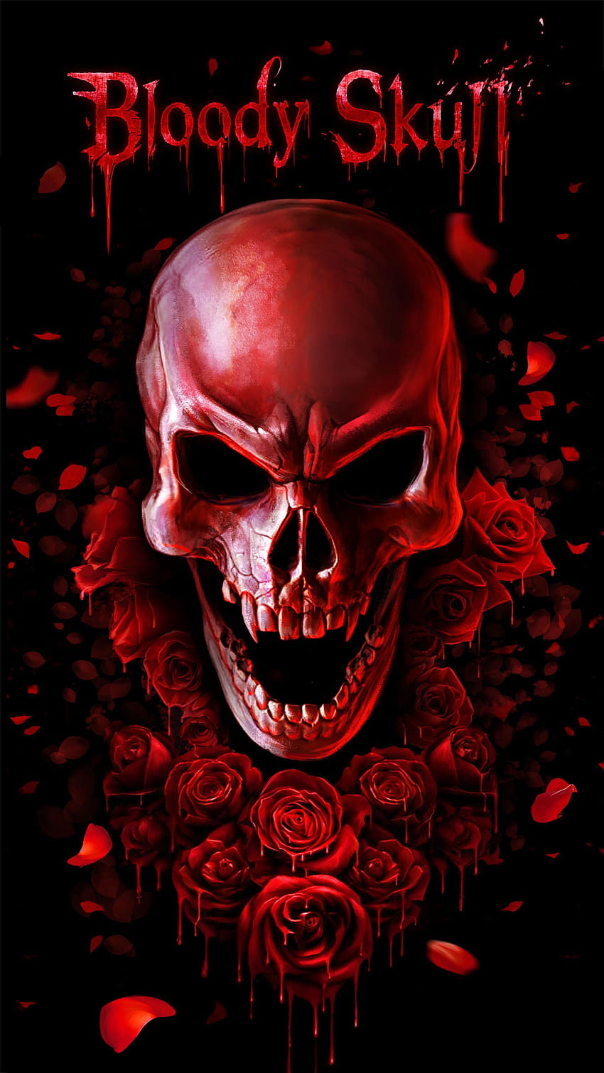 Android için Red Blood Skull Live, tengkorak HD telefon duvar kağıdı
