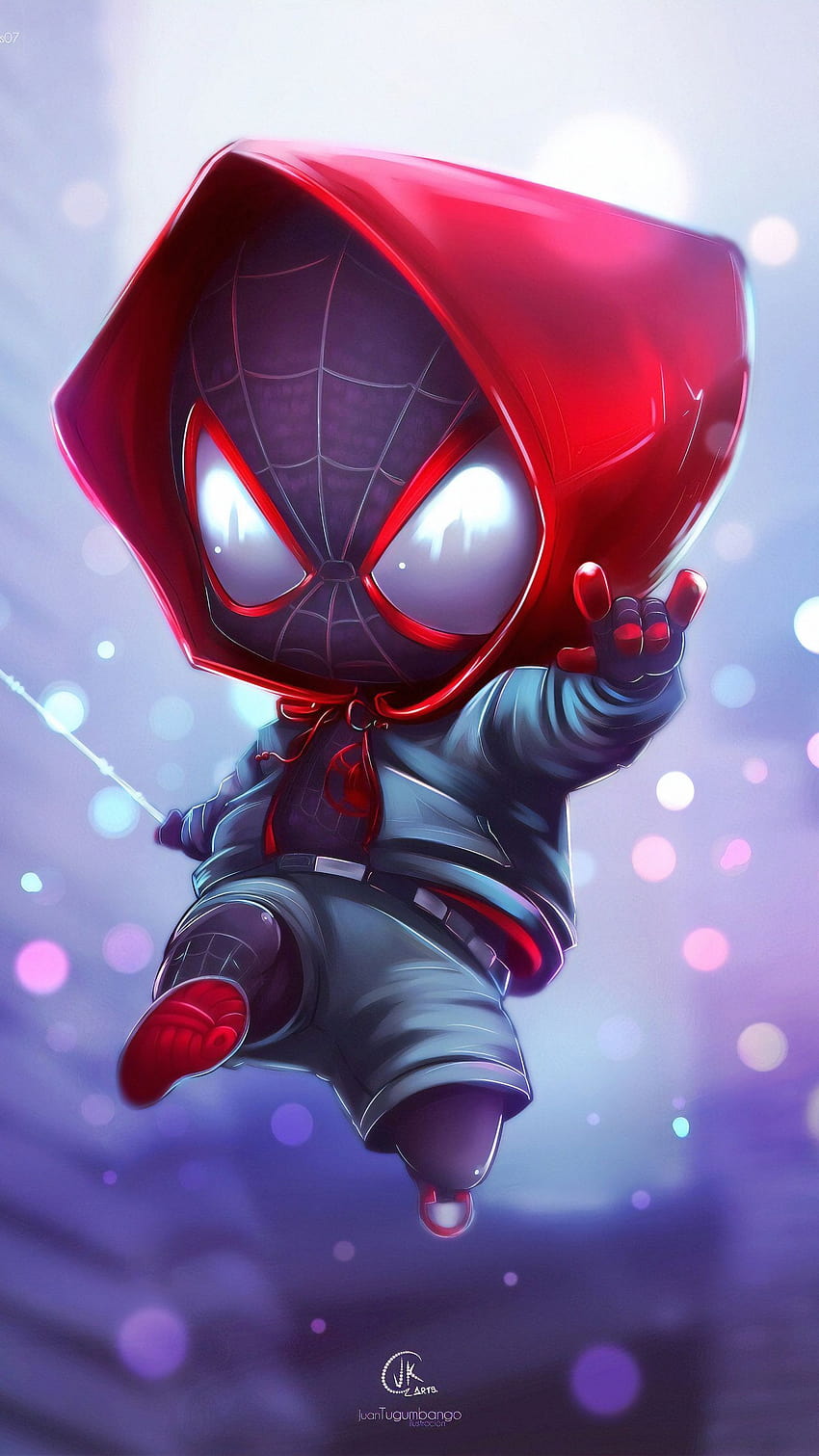 Chibi Spider Miles, Superheroes and ID, 아이폰 슈퍼히어로 HD 전화 배경 화면