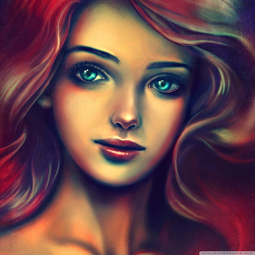 Porträt einer schönen Frau, die Ultra-Hintergründe für U-TV malt: Tablet: Smartphone, Mädchenmalerei HD-Handy-Hintergrundbild