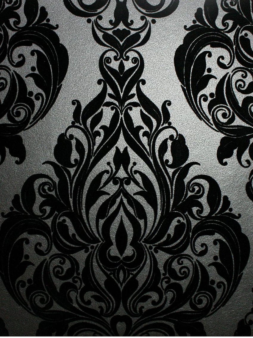Graham & Brown Black Naughty Noir Kinky Vintage, black floral vintage HD phone wallpaper