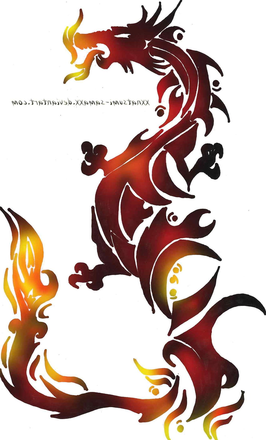 color dragon tribal tattoo - Clip Art Library