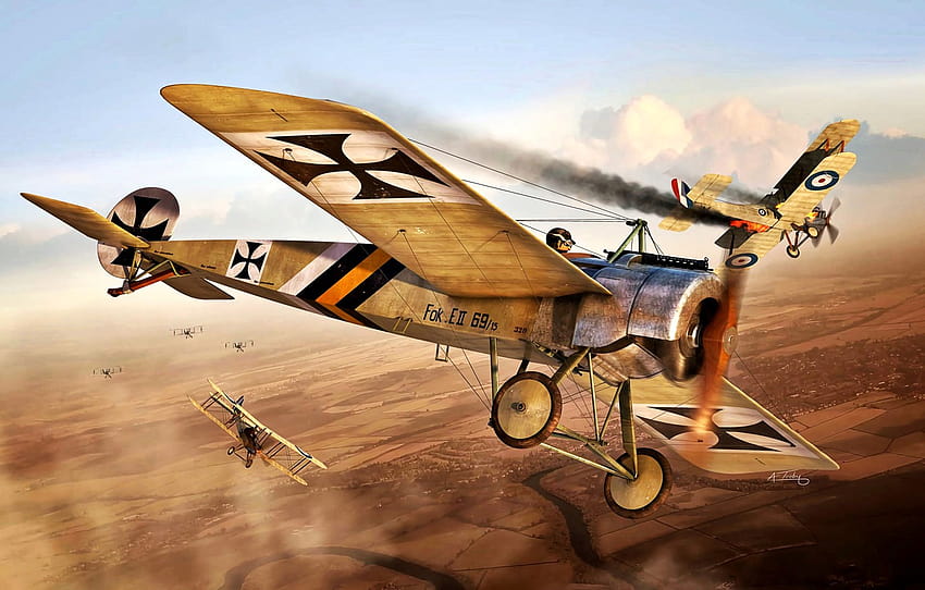 Fokker, monoplane, Perang Dunia I, Jerman, Fokker E.II, Bracing, Angkatan udara, bagian авиация, pesawat ww1 Wallpaper HD