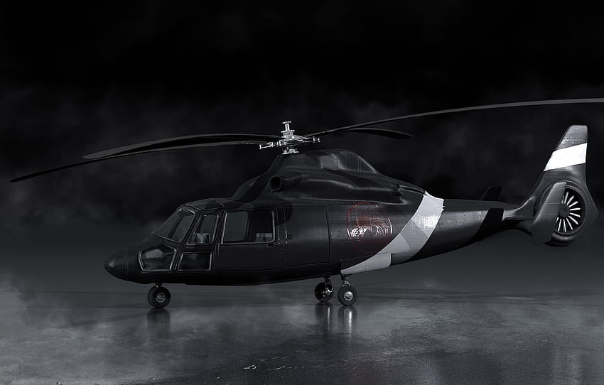 black, smoke, art, helicopter, blades, render , section авиация, helicopter blades HD wallpaper