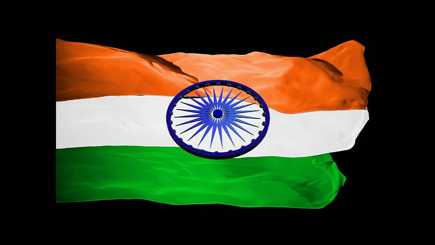 Animacja flagi Indii, czarne tło flagi Indii Tapeta HD