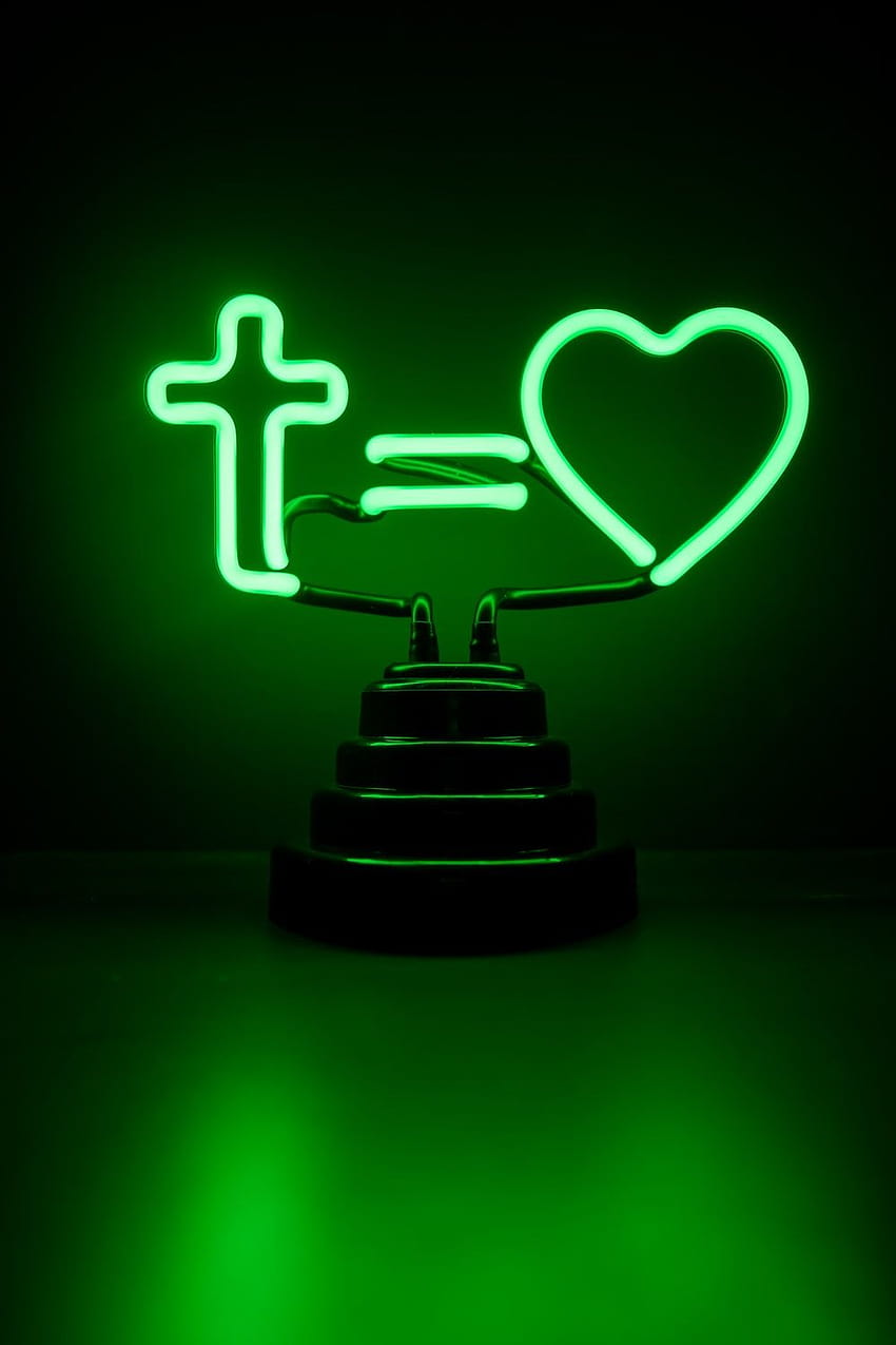 Neon Heart, aesthetics green neon HD phone wallpaper