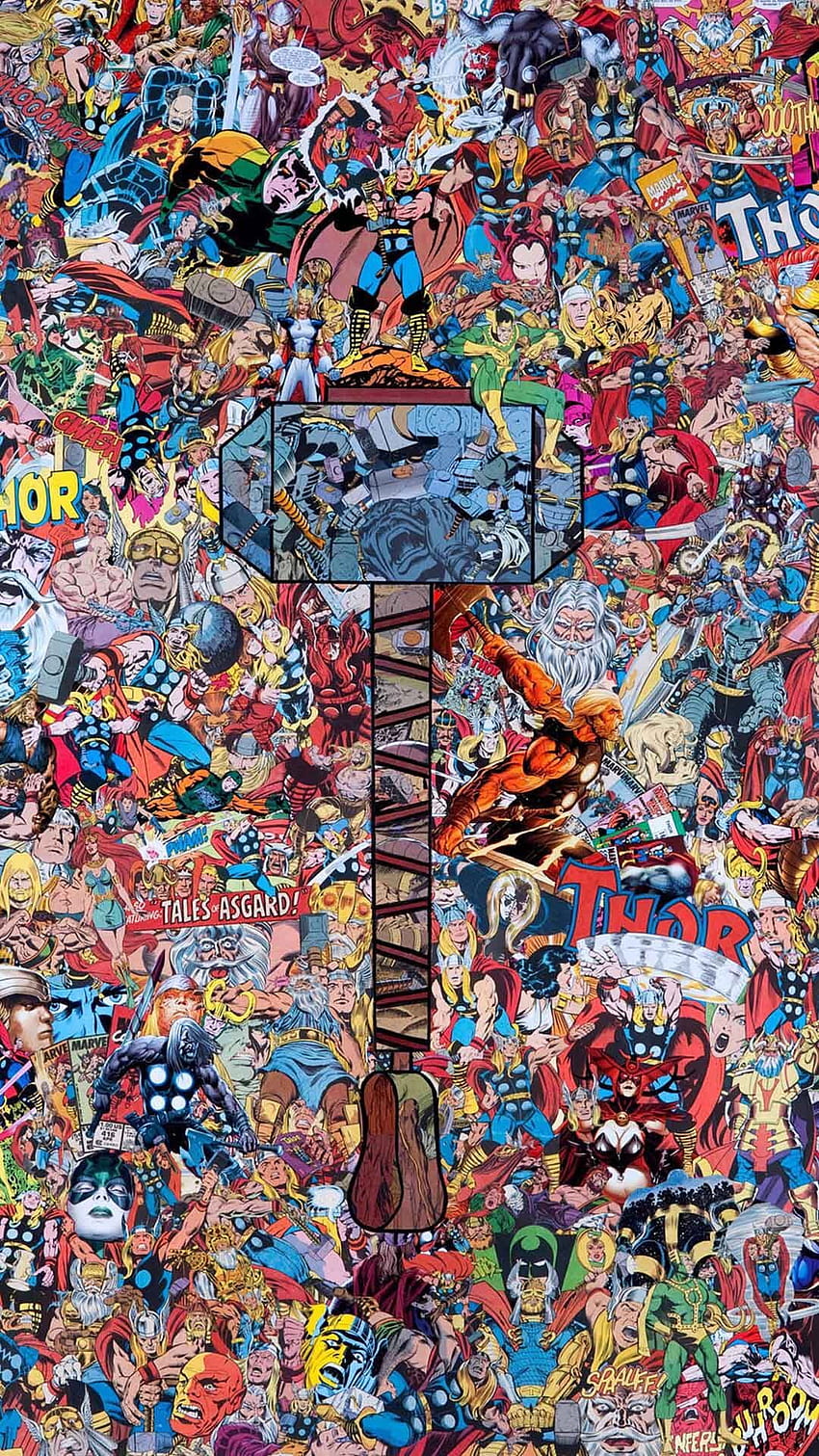 Marvel Thor Collage Phone Tablet / Kredit an den Schöpfer, Marvel-Collage HD-Handy-Hintergrundbild