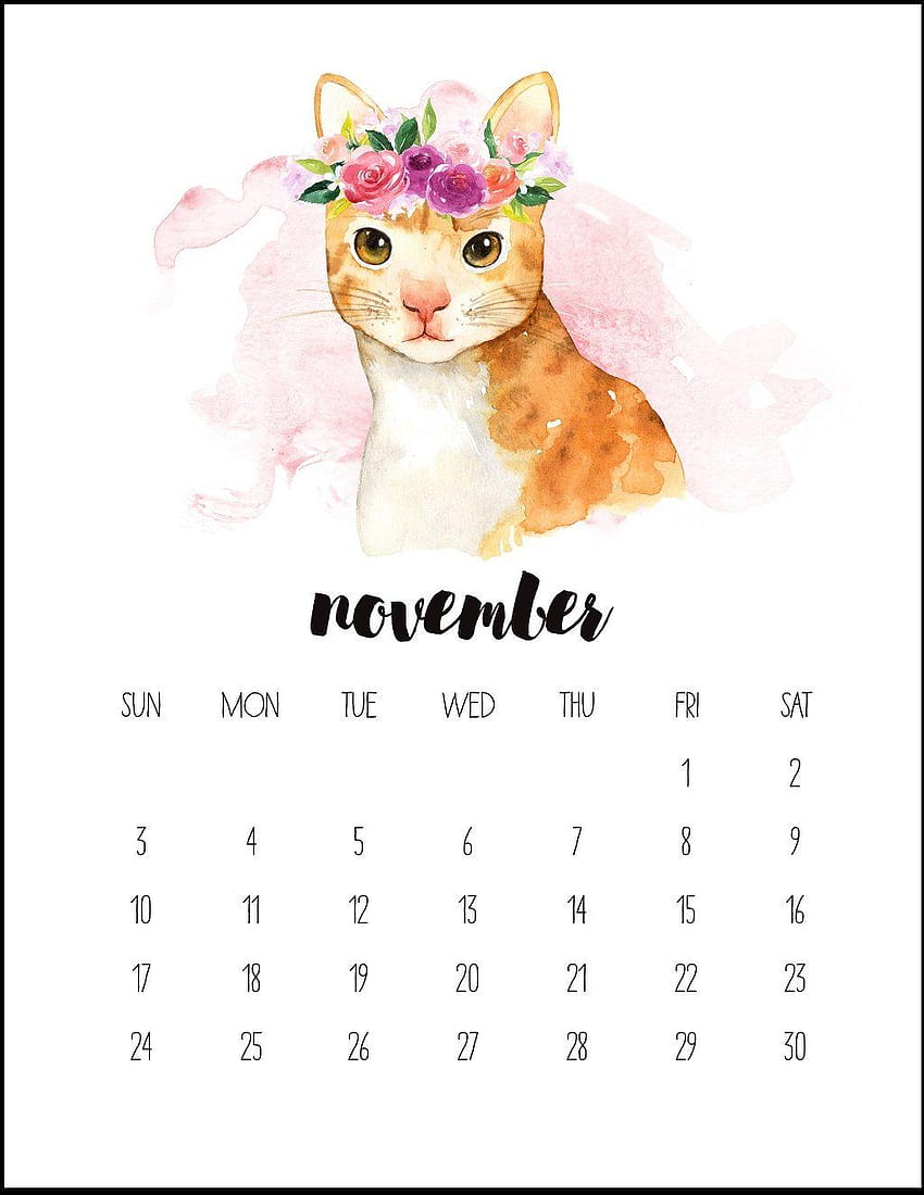 Watercolor November 2019 Printable Calendar., november 2019 calendar HD phone wallpaper