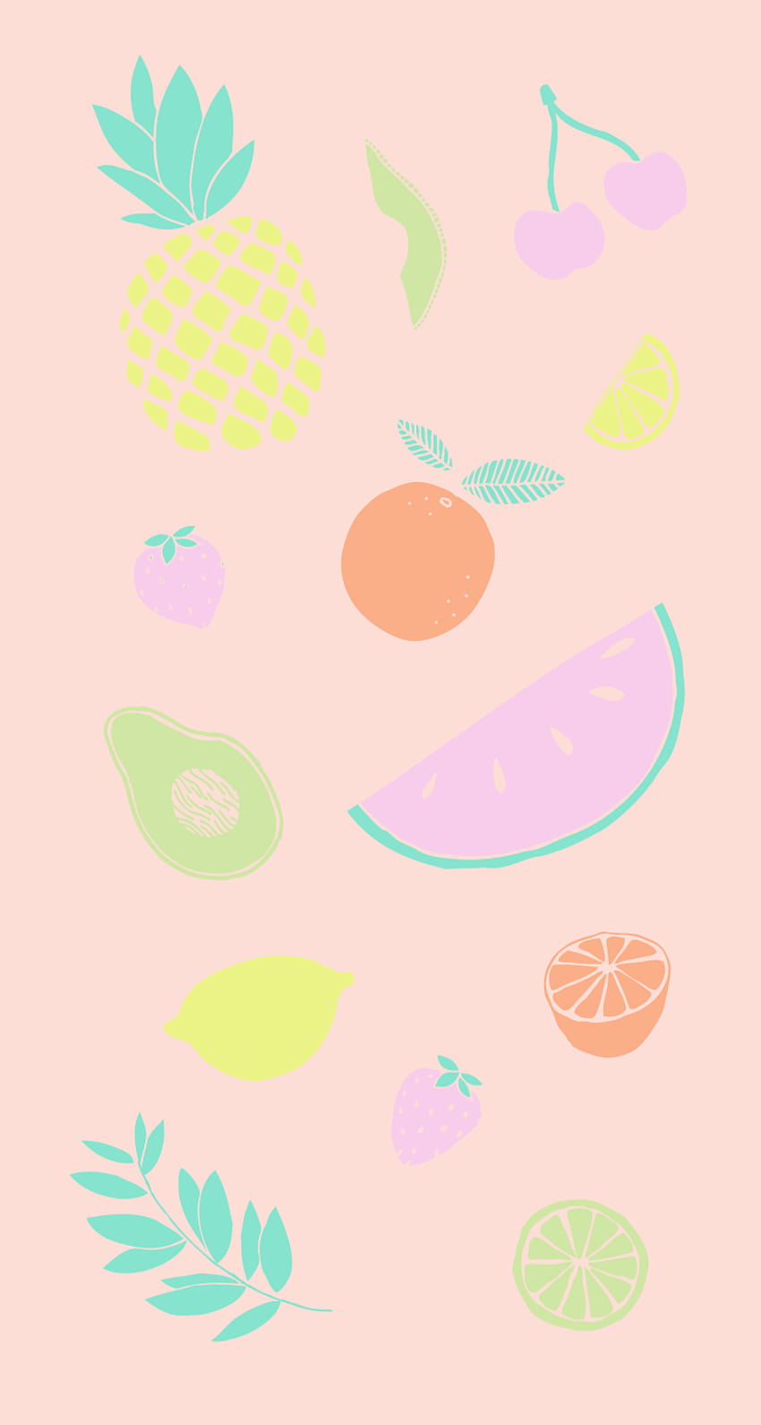 Summer Fruits Watercolor iPhone Home Screen @PanPins, cute spring fruits HD phone wallpaper
