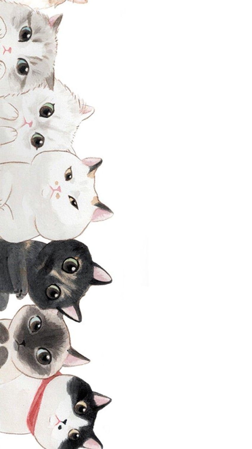 Fondo de gatitos tiernos …, kawaii kittens HD phone wallpaper
