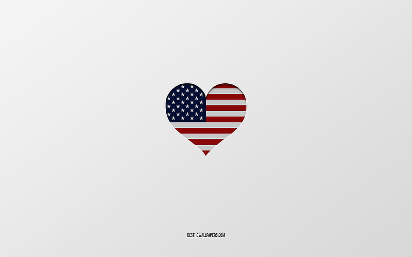 I Love USA, North America countries, USA, gray background, USA flag heart, favorite country, Love USA, American flag heart with resolution 2560x1600. High Quality HD wallpaper