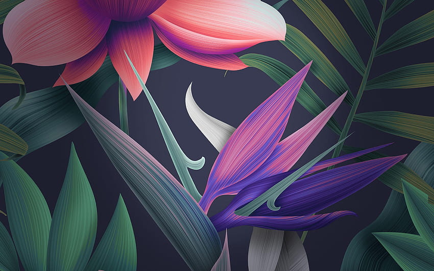 Huawei Mate 10 Stock, Colorful Flowers, Digital Art HD wallpaper