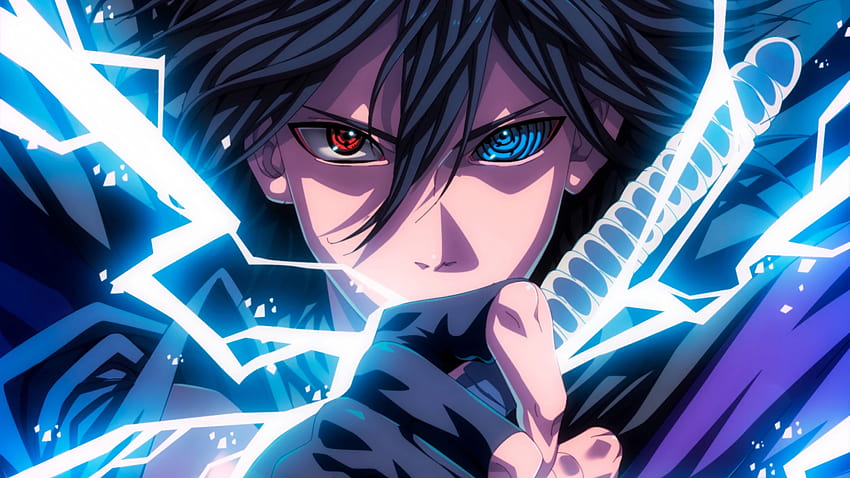 Sasuke Sharingan Rinnegan Eyes Lightning Anime Ultra ID:3611, anime bleu Fond d'écran HD
