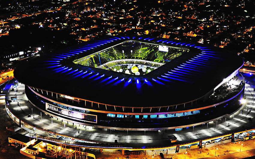 アリーナ ド グレミオ、サッカー スタジアム、グレミオ FC、スポーツ アリーナ、夜、ブラジル、近代的なスタジアム、ポルト アレグレ、リオグランデ ド スル、解像度 2560x1600。 高品質 高画質の壁紙