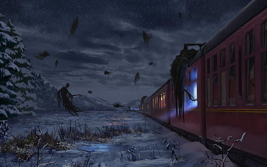2880x1800 Train, Horror, Snow for MacBook Pro 15 HD wallpaper