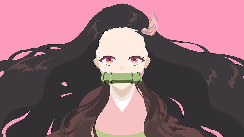 Demon Slayer Long Hair Nezuko Kamado With Pink Backgrounds Аниме, лаптоп розов HD тапет