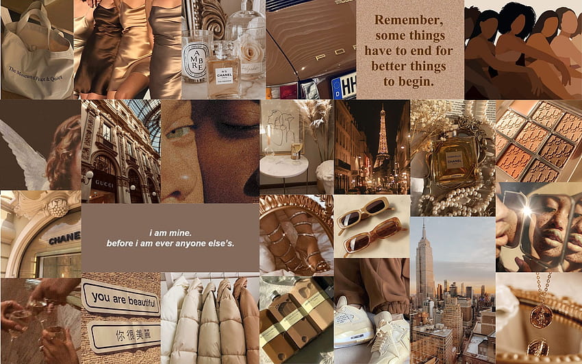 Brown Aesthetic Macbook 13, brown aesthetic collage HD wallpaper