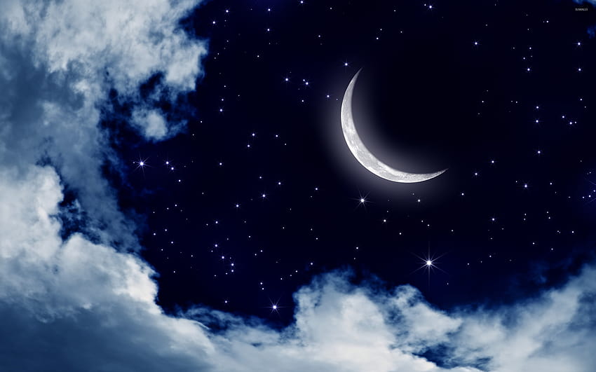 Bulan dan bintang di langit Seni Digital 25176 [2880x1800] untuk , Seluler & Tablet, bulan matahari, dan bintang Anda Wallpaper HD