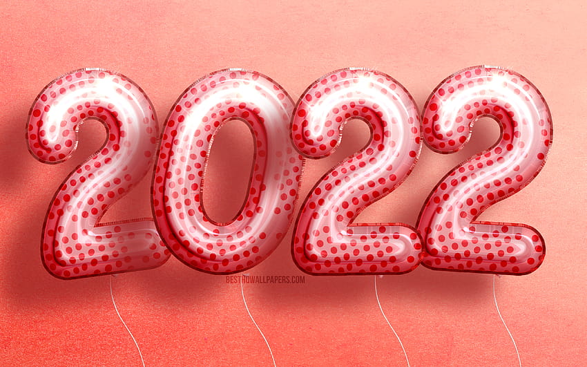 2022 pink realistic balloon digits, Happy New Year 2022, pink realistic balloons, 2022 concepts, 2022 new year, 2022 on pink background, 2022 year digits with resolution 3840x2400. High Quality HD wallpaper