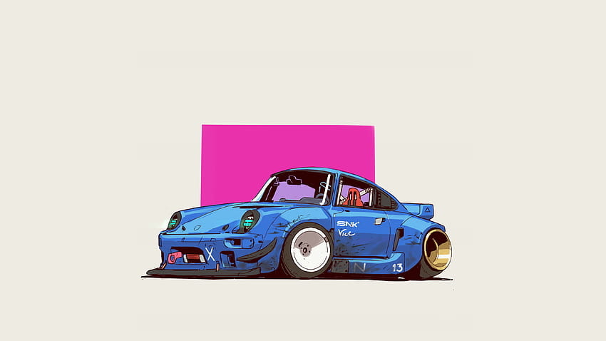 Minimalistischer Retro-Porsche [3840x2160]:, minimalistische Retro-Kunst HD-Hintergrundbild