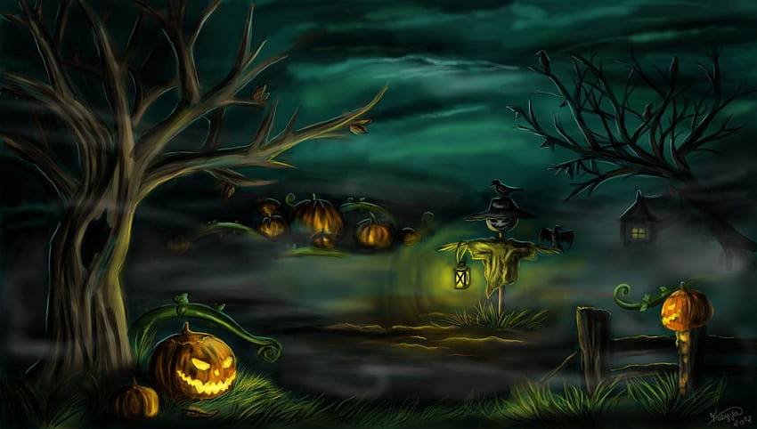 Best 4 Spooky PowerPoint Backgrounds on Hip, halloween painting HD wallpaper