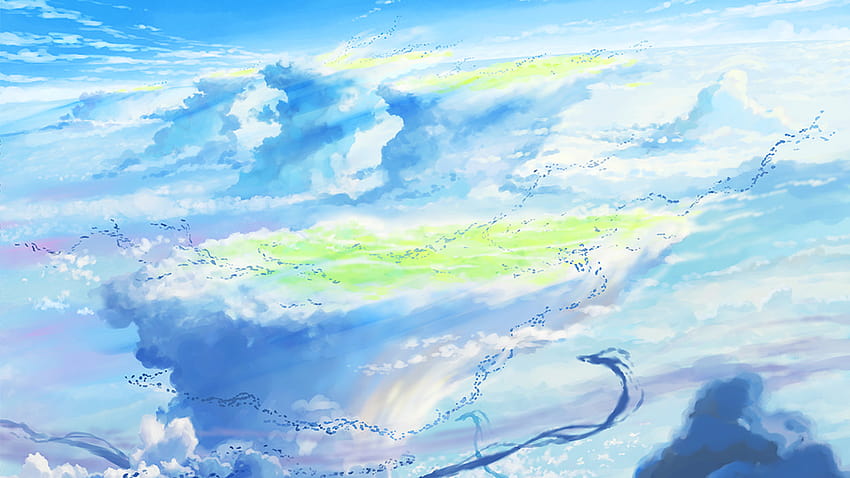 Makoto Shinkai , Tenki no Ko, anime, blue, sky, clouds, cyan, anime tenki no ko sky HD wallpaper