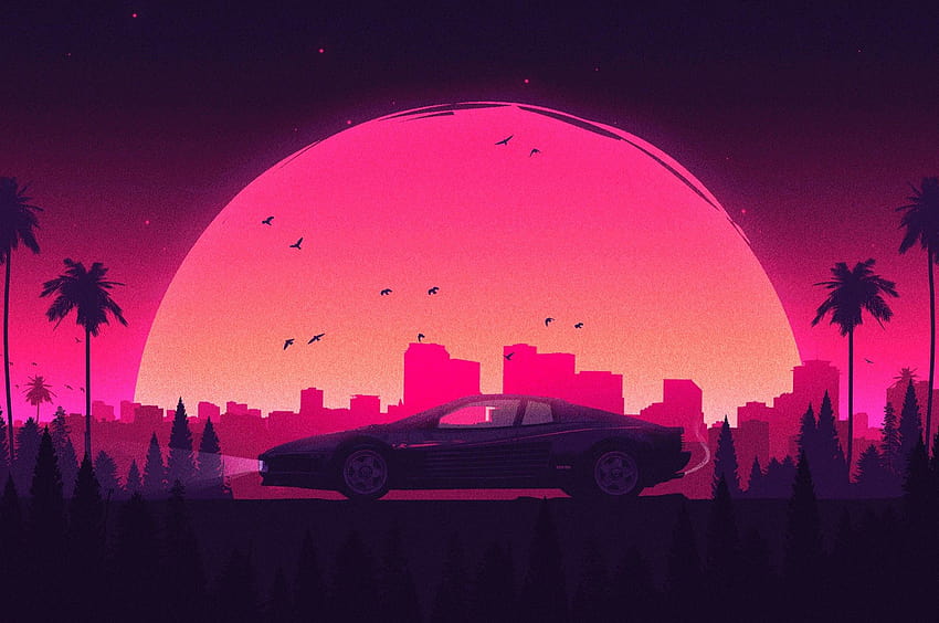 2560x1700 Pink Retro Stadt Lamborghini Chromebook Pixel HD-Hintergrundbild