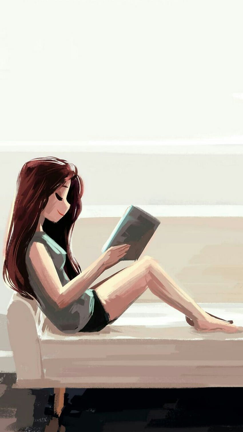 Book Girl uploaded by G!_, anime girl reading book HD phone wallpaper
