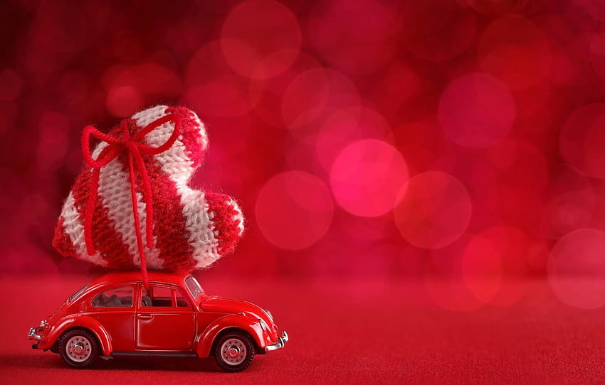 rosso, amore, cuore, , romantico, bokeh, automobile di san valentino Sfondo HD