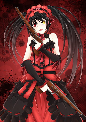 Bicolored Eyes Black Hair Cropped Date A Live Dress Gloves Goth Loli ...