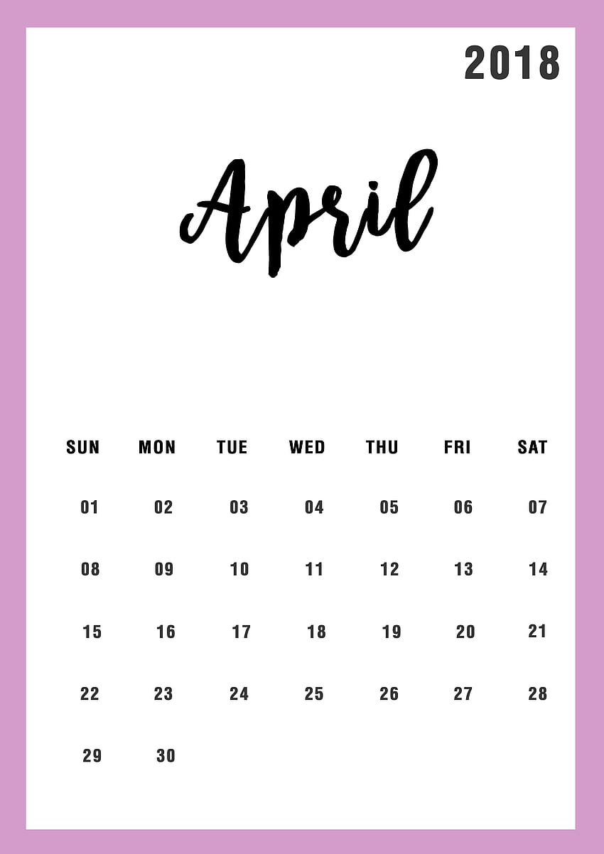 April 2018 Calendar design HD phone wallpaper