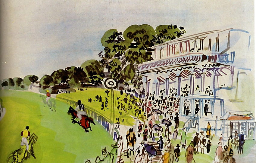 New York, 1930, Raoul Dufy, Abraham L. Bienstock, Races With Goodwwood, Watercolor and gouache, Courses Е Goodwwood , section живопись, water color l HD wallpaper