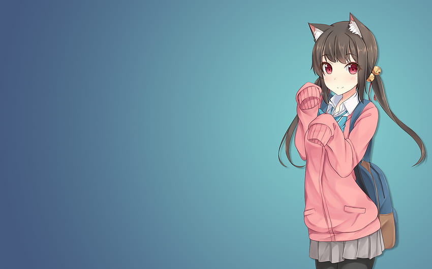 school uniform anime girls cat girl original, popular girl in school HD wallpaper