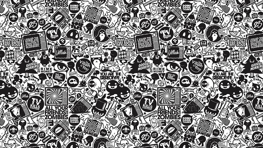 High Resolution Doodle Art Black And White HD wallpaper