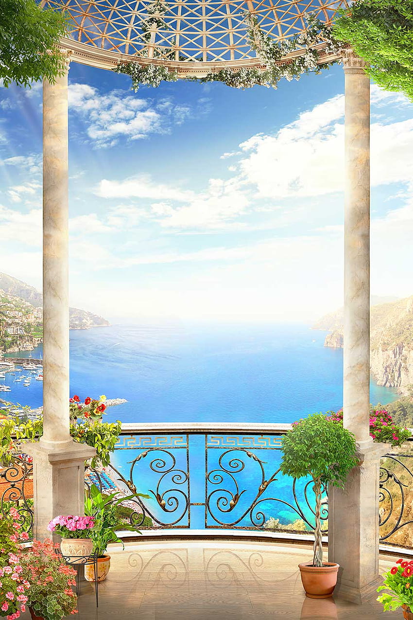 Print a, tropical balcony HD phone wallpaper
