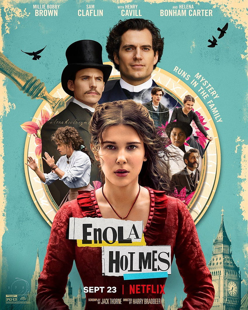 Plakat i nowy film Millie Bobby Brown inspirowany Sherlockiem Holmesem ENOLA HOLMES Tapeta na telefon HD