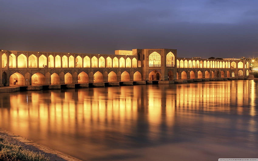 Khaju Bridge At Dusk, Isfahan, Iran : High HD wallpaper